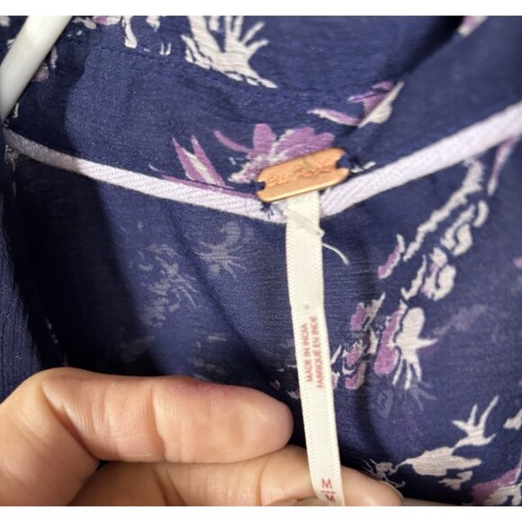 NWT Free People Cannaday Maxi Dress Womens M Navy Combo Boho Semi Sheer Floral - Picture 9 of 11